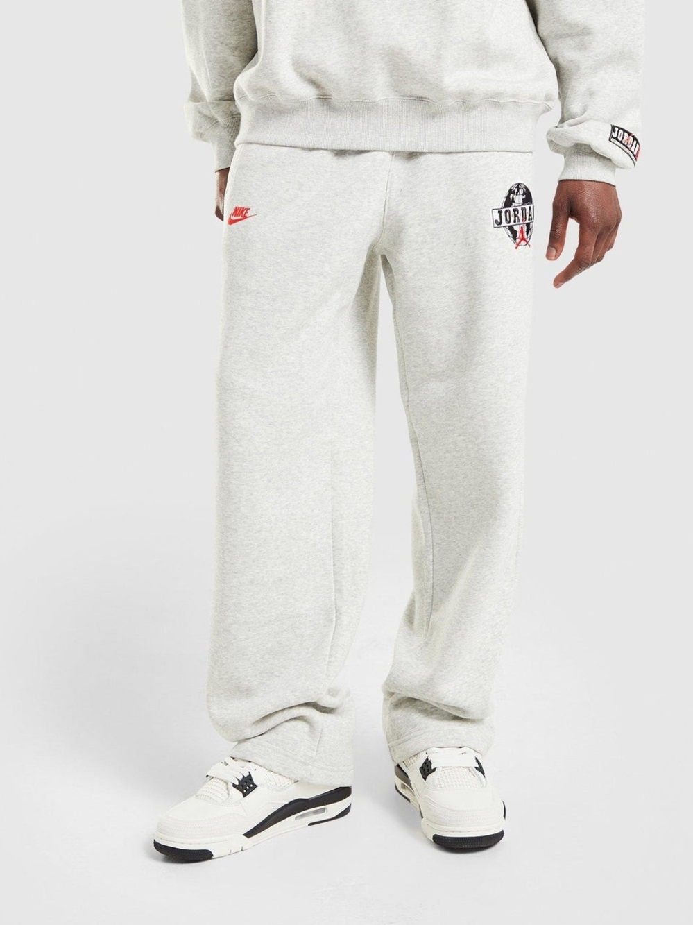 Nike Light Gray Jordan Logo Sweatpants with Red Accents